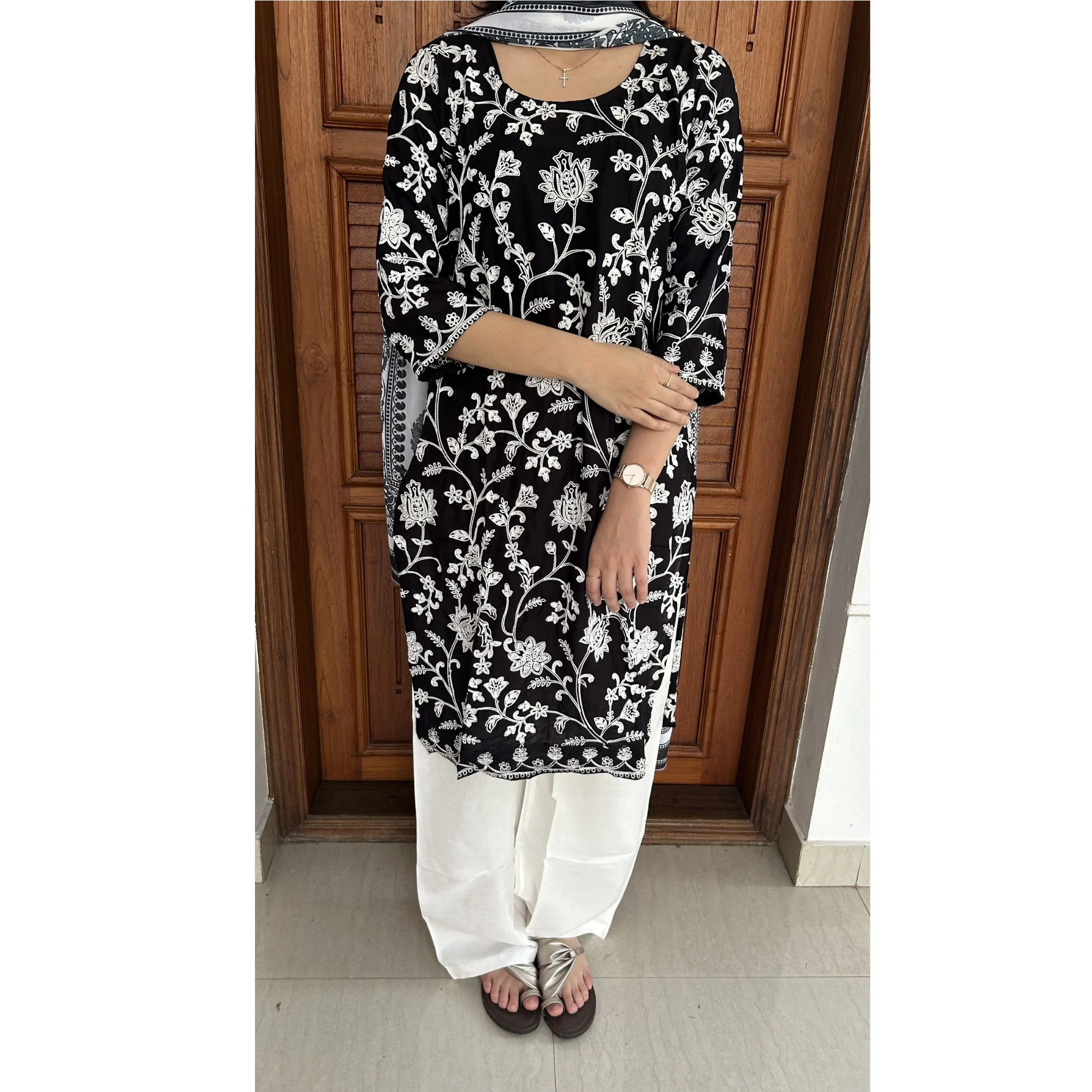 Black & white embroidered Suit 2